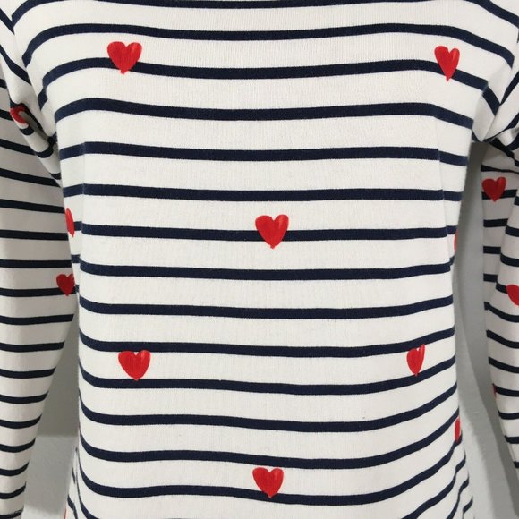 Joules Riviera Dress Sz 6 Red Hearts Blue Stripes 3/4 Sleeve - Picture 7 of 10